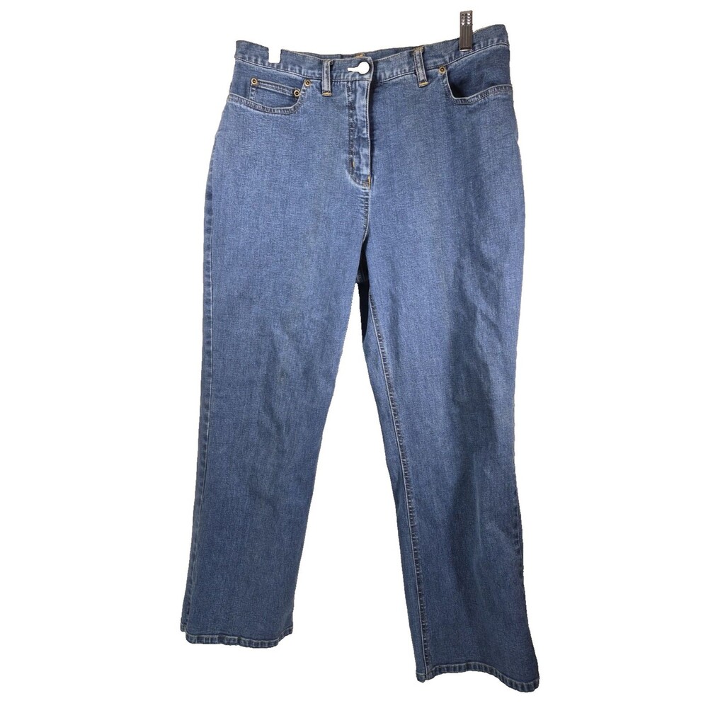 Van Heusen Women Medium Blue Denim Pants Size 10 Cropped Ankle Flat Front
